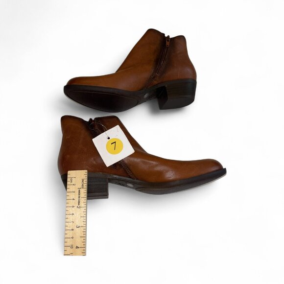 Lucky Brand Leather Basel Ankle Booties Brown Toffee New Size 7M Fall Boots - Picture 5 of 7
